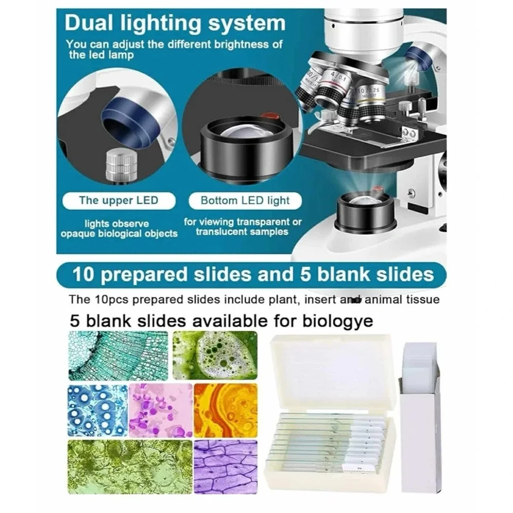 Adult‎ Trinocular Microscope WF10x and WF25x Eyepieces 40X-5000X
